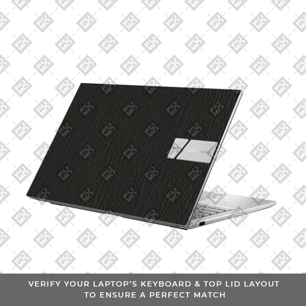 Textured Black Wood Asus VivoBook 15 X1504VA Laptop Skin