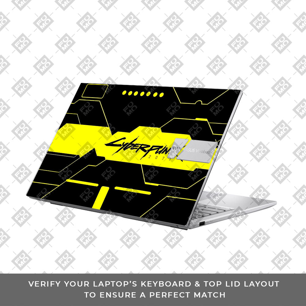 Cyberpunk Yellowline Grid Asus VivoBook 15 X1504VA Laptop Skin