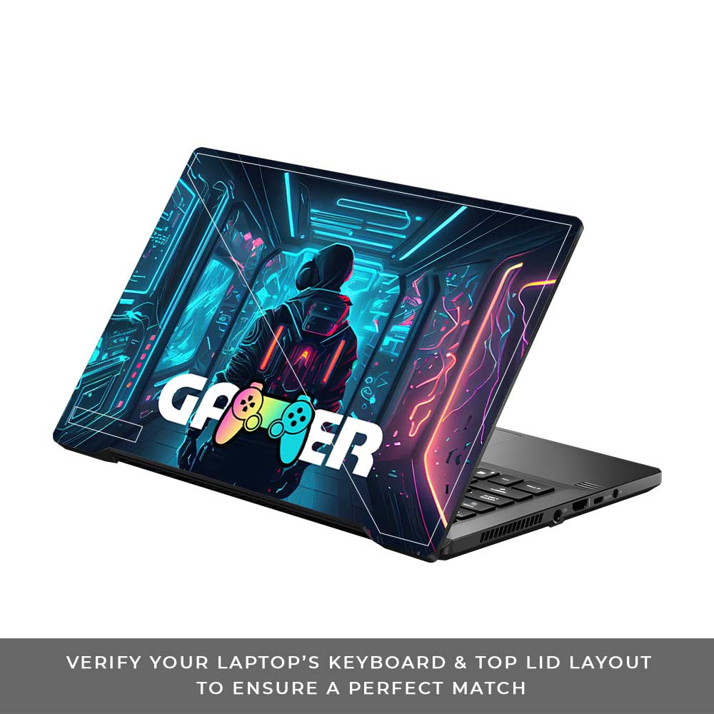 Gamer in Glowing Background Gaming Asus ROG Zephyrus G14 GA401 Laptop Skin