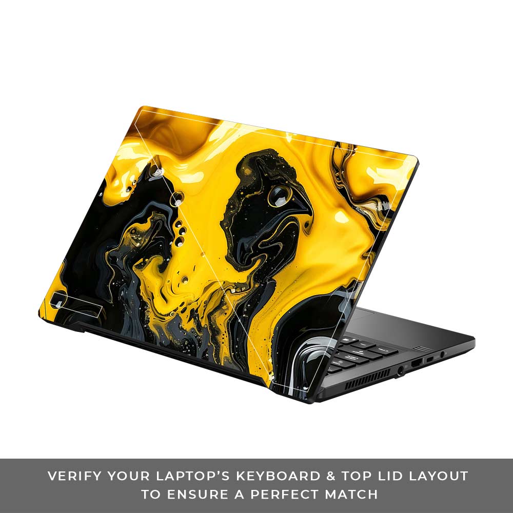 Yellow and Black Paint Swirls Asus ROG Zephyrus G14 GA401 Laptop Skin