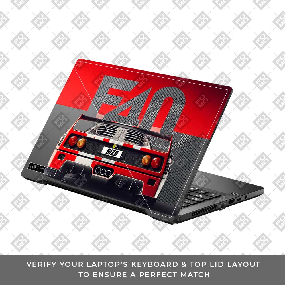Transparent Ferrari F40 Asus ROG Zephyrus G14 GA401 Laptop Skin