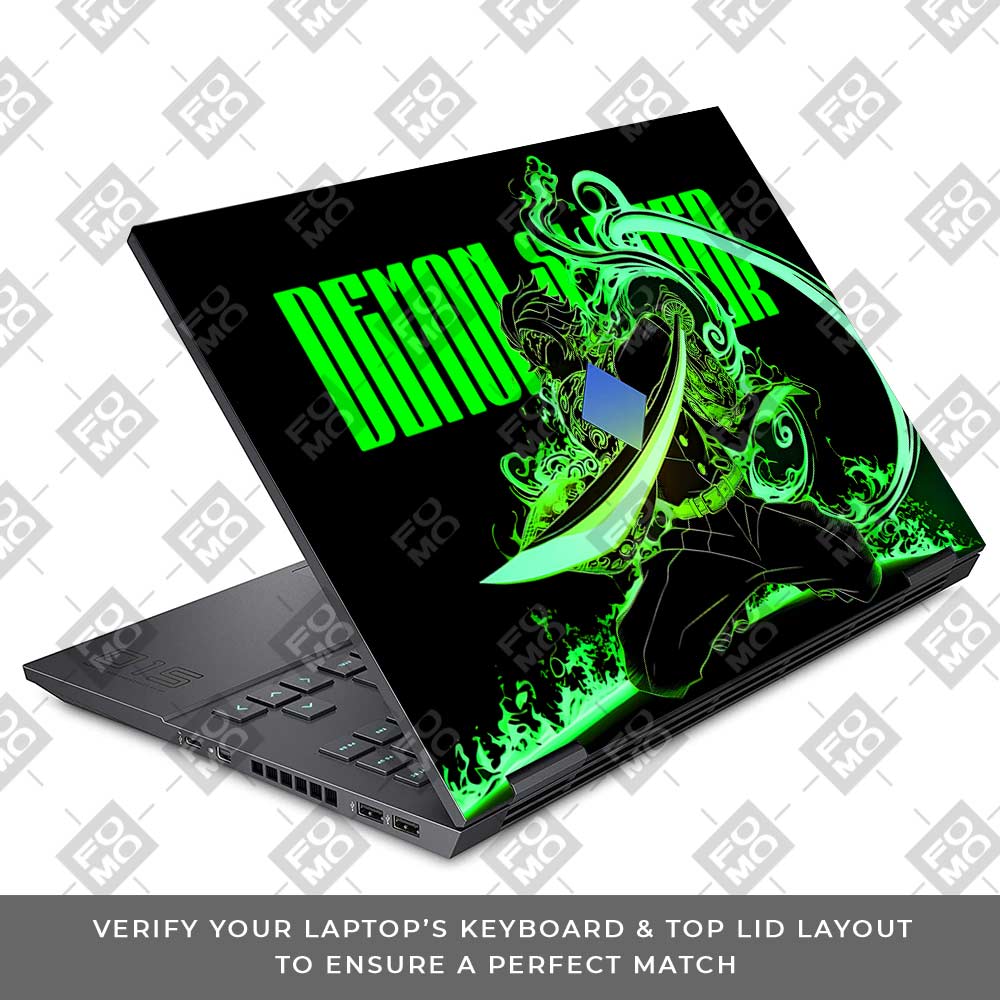 Tanjiro Green Flame Dance HP Omen 15 3D Laptop Skin