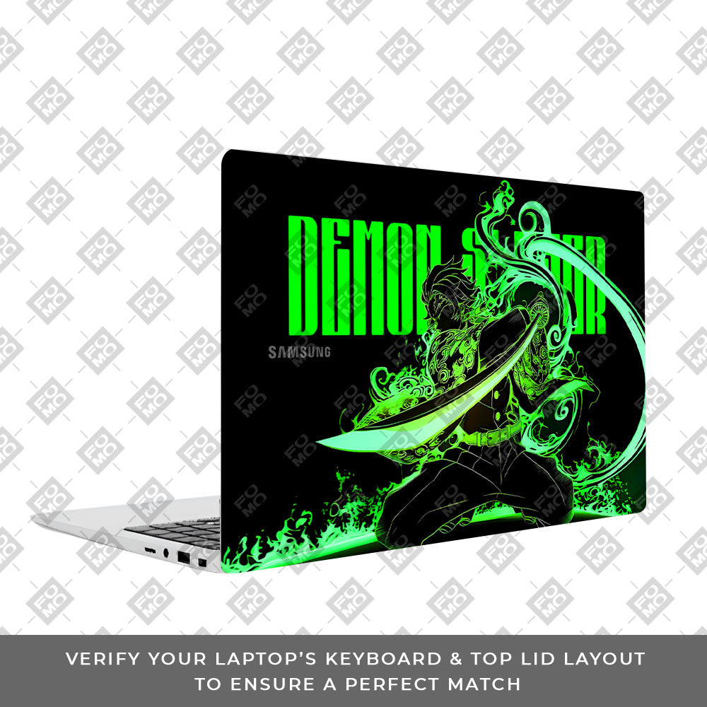 Tanjiro Green Flame Dance Samsung Galaxy Book 4 15.6 3D Laptop Skin
