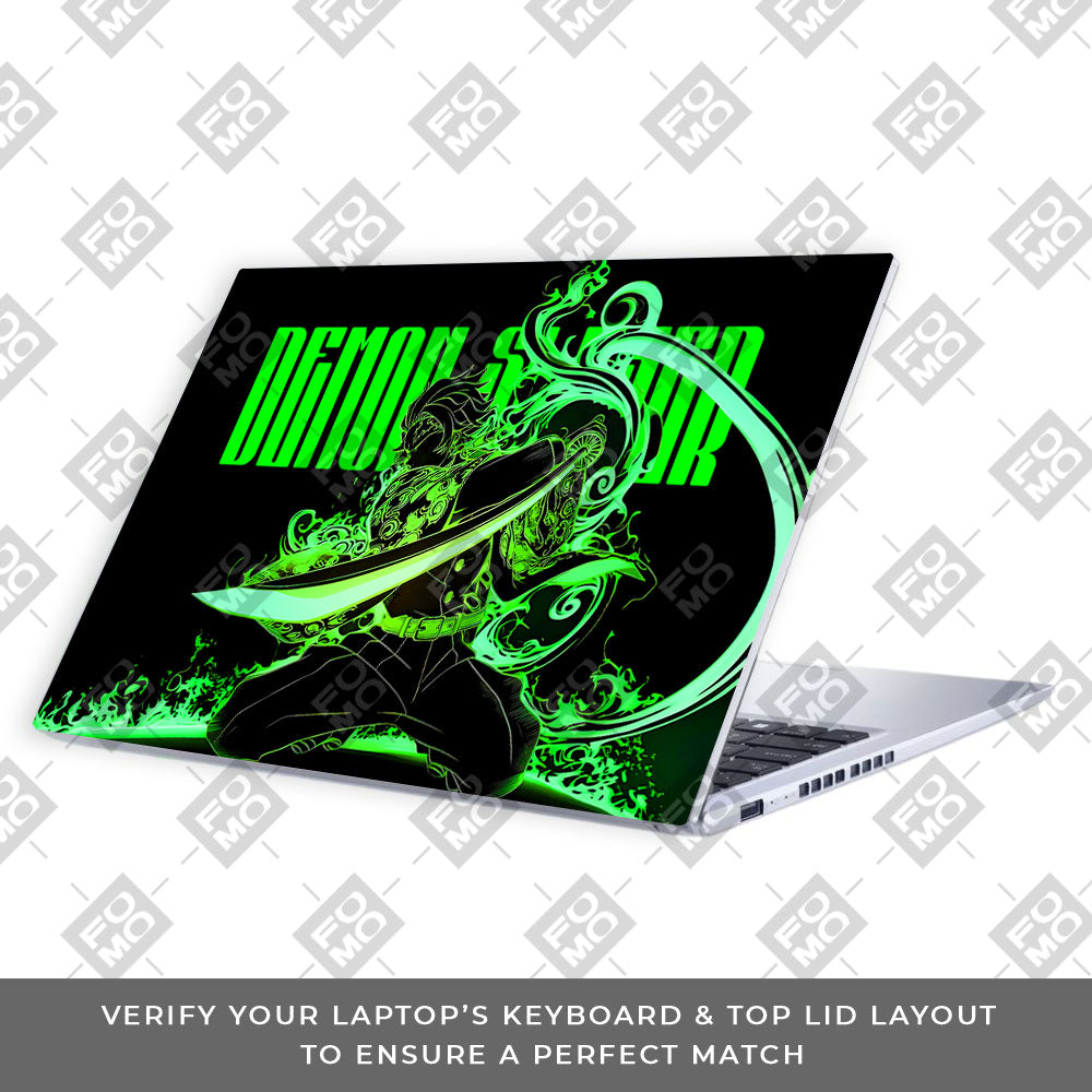 Tanjiro Green Flame Dance Asus Vivobook 15 X1502VA 3D Laptop Skin