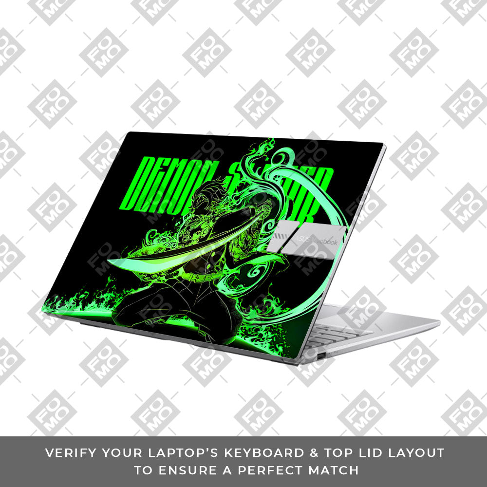 Tanjiro Green Flame Dance Asus Vivobook 15 X1504ZA 3D Laptop Skin