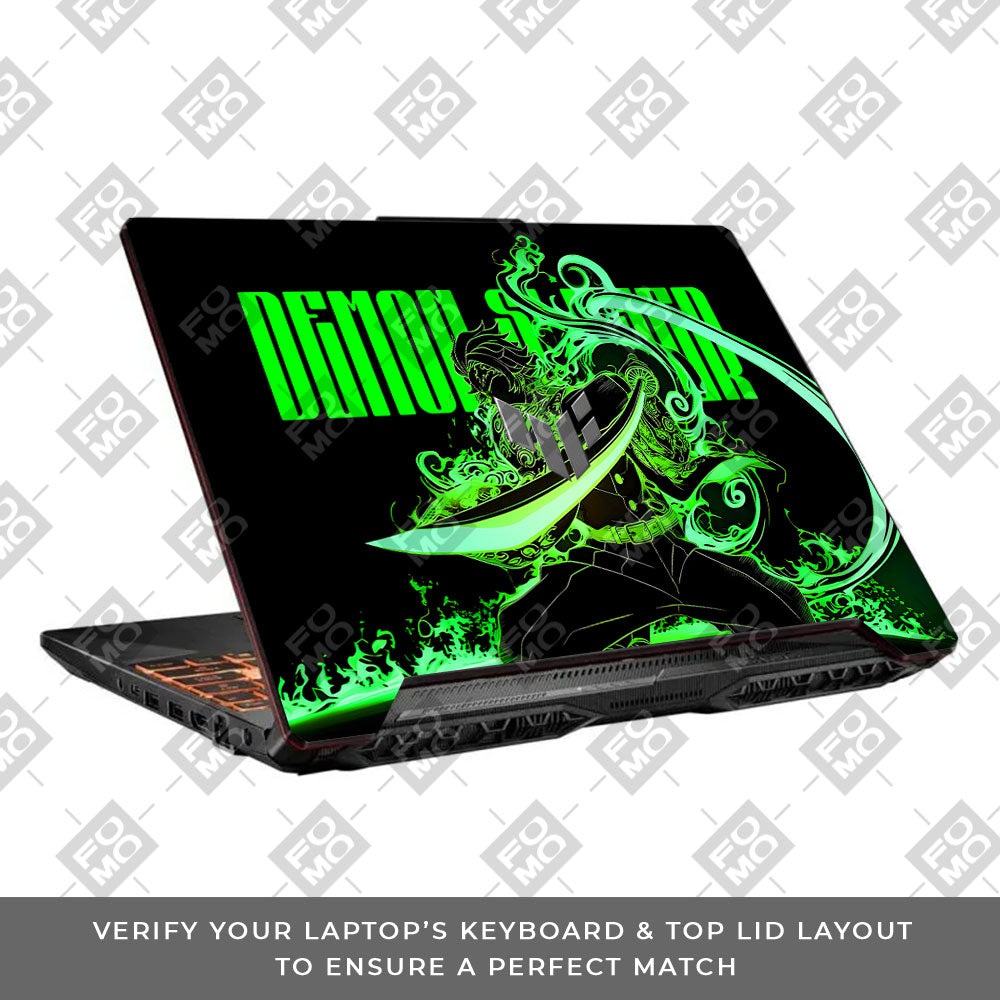 Tanjiro Green Flame Dance Asus TUF F15 FX506 & A15 FA506 3D Laptop Skin