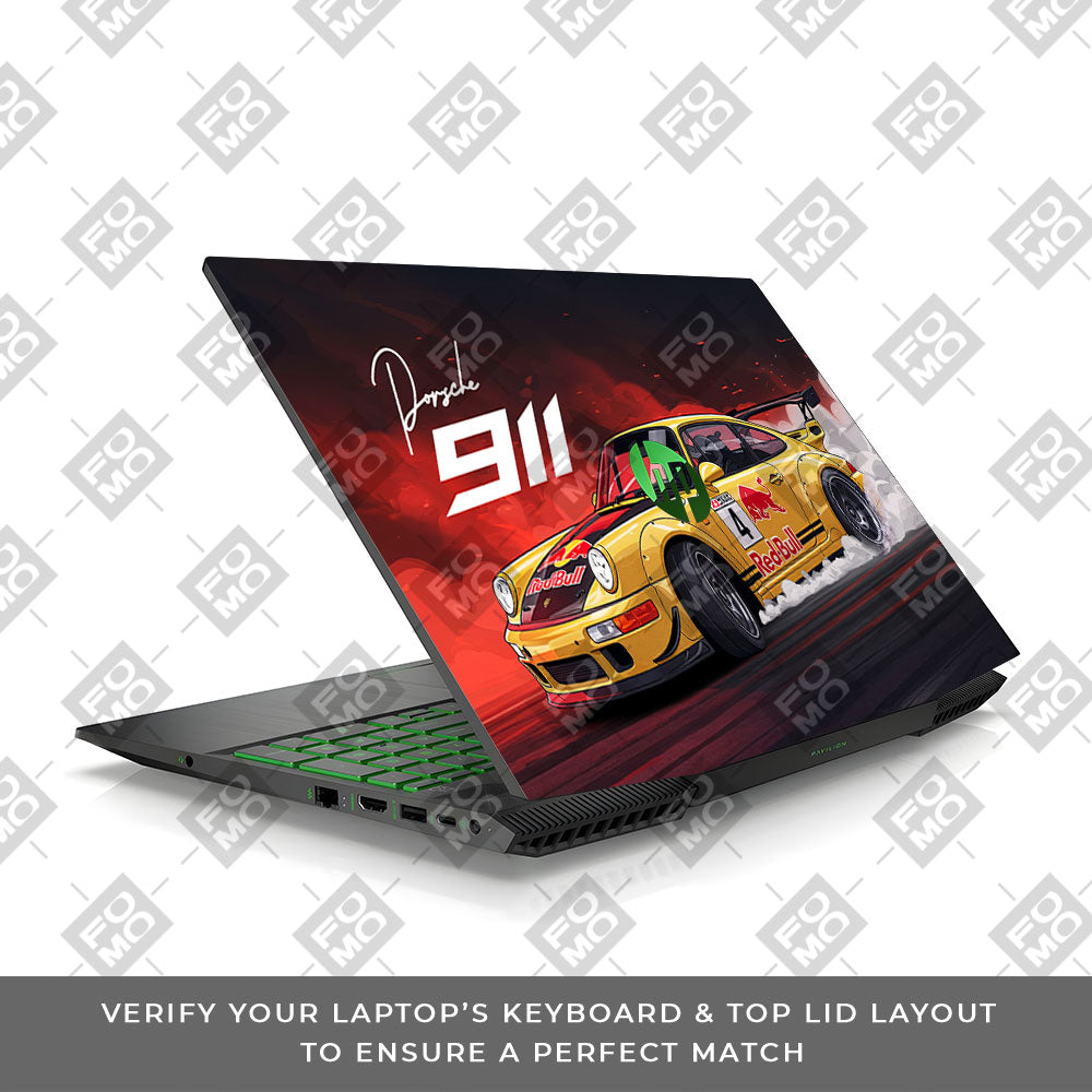 Porsche 911 Red Bull Classic Racer HP Pavilion Gaming 15 CX Series 3D Laptop Skin