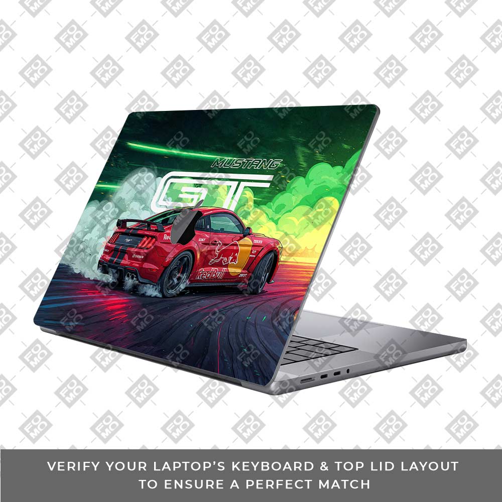 Mustang GT Red Bull Drift Beast MacBook Pro 14 M1, M2, M3, M4 2021-2024 Laptop Skin