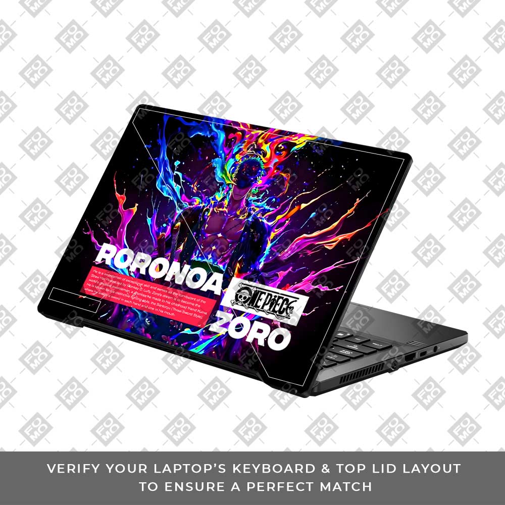 Zoro with Neon Flames Asus ROG Zephyrus G14 GA401 Laptop Skin