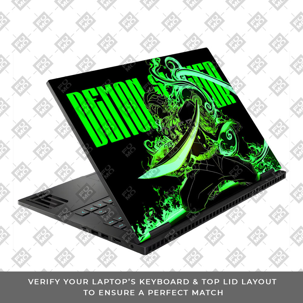 Tanjiro Green Flame Dance HP Omen Gaming 16 Laptop Skin