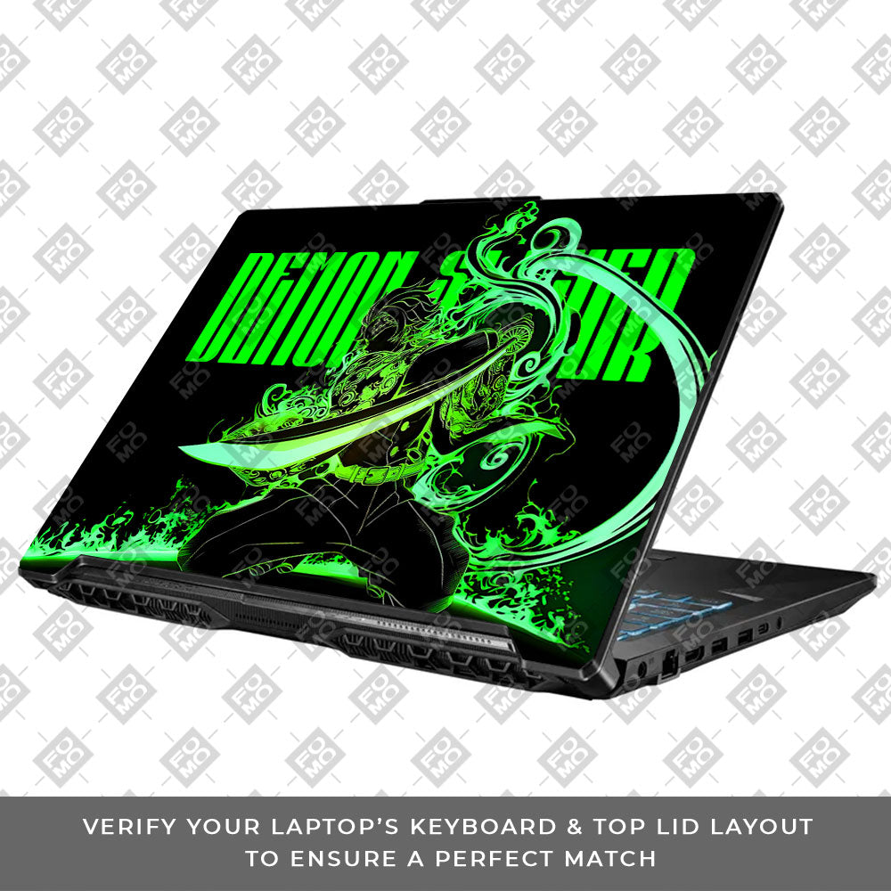 Tanjiro Green Flame Dance Asus TUF Gaming F17 FX706 Laptop Skin