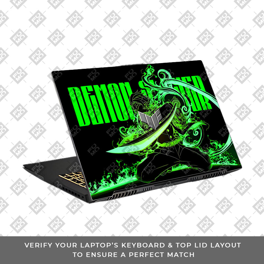 Tanjiro Green Flame Dance Asus TUF Gaming F17 FX707Z 3D Laptop Skin