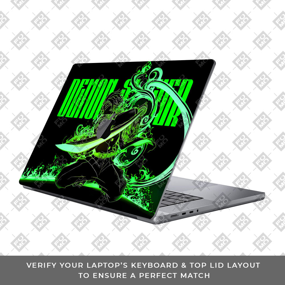 Tanjiro Green Flame Dance MacBook Pro 16 M1, M2, M3, M4 2021-2024 Laptop Skin