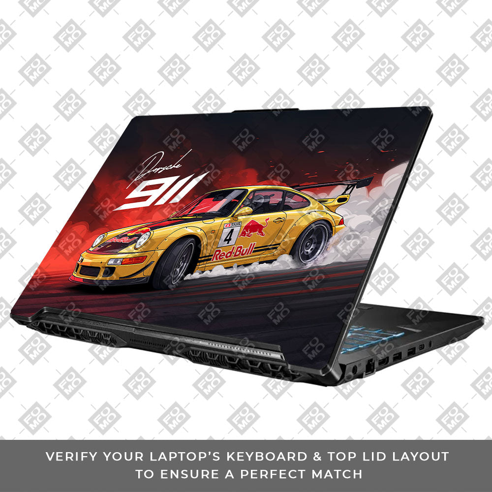 Porsche 911 Red Bull Classic Racer Asus TUF Gaming F17 FX706 3D Laptop Skin