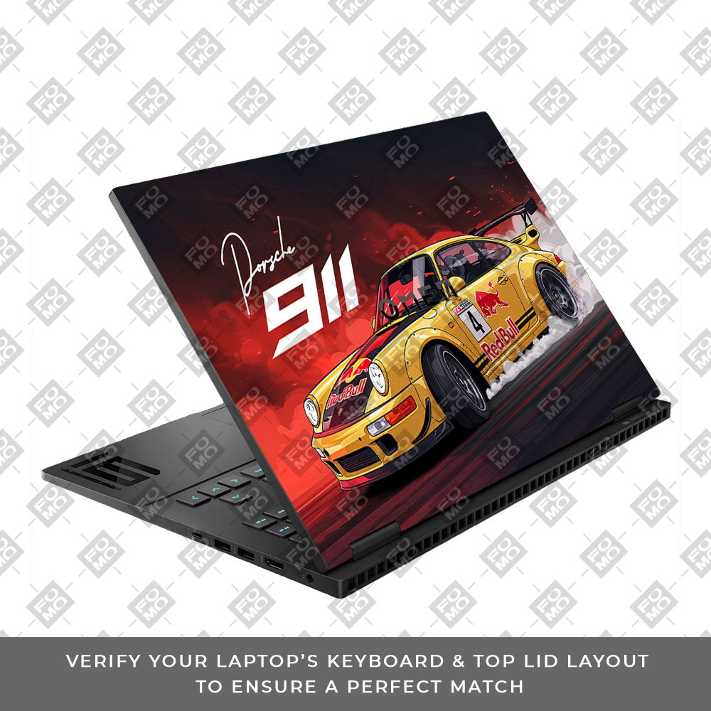 Porsche 911 Red Bull Classic Racer HP Omen Gaming 16 3D Laptop Skin