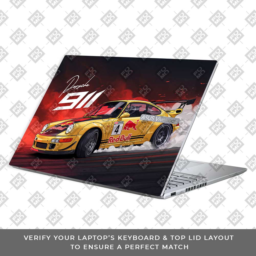 Porsche 911 Red Bull Classic Racer Asus Vivobook 16X M1603QA 3D Laptop Skin