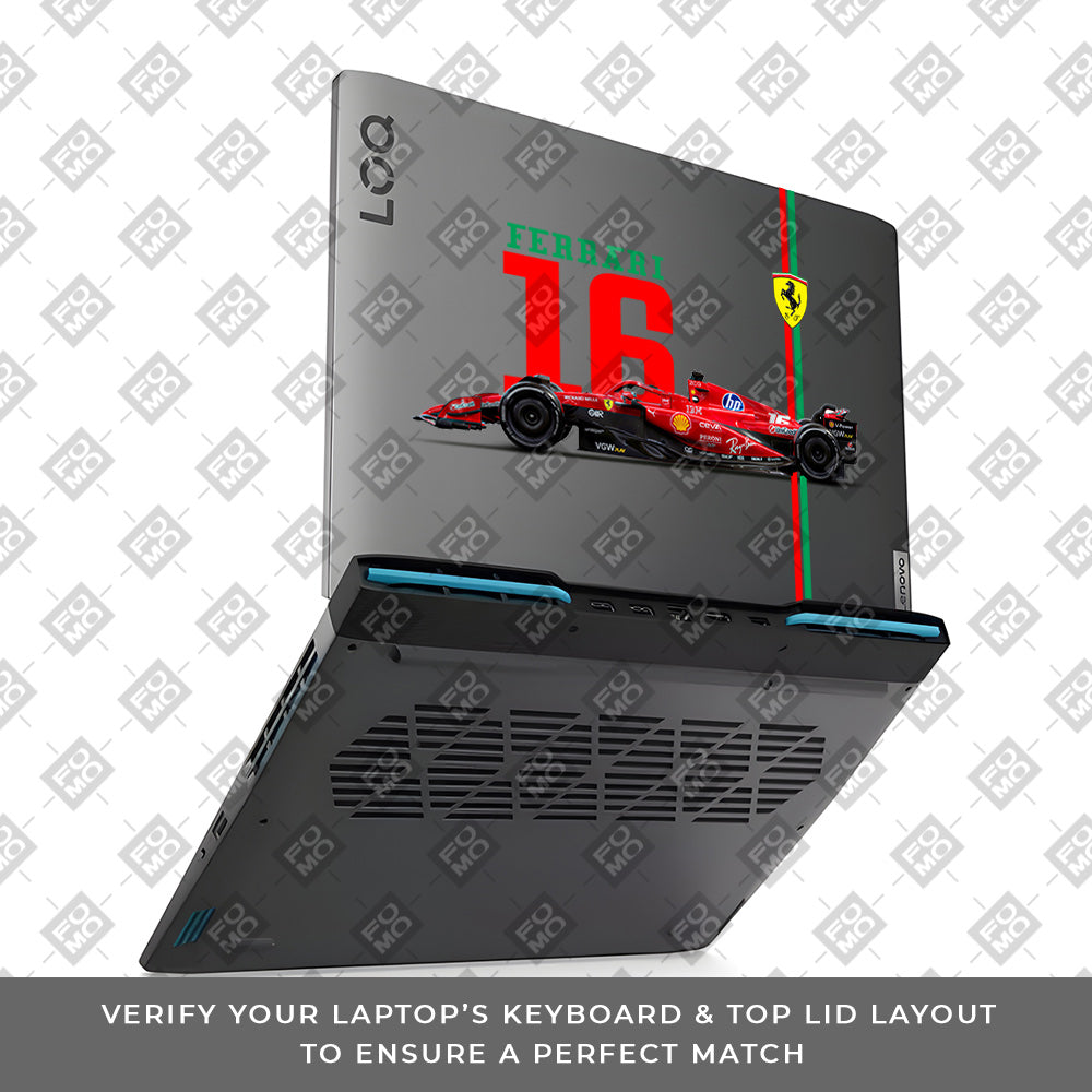 Transparent Ferrari Flame Lenovo LOQ 2023 15IRH8, 15APH8 Laptop Skin