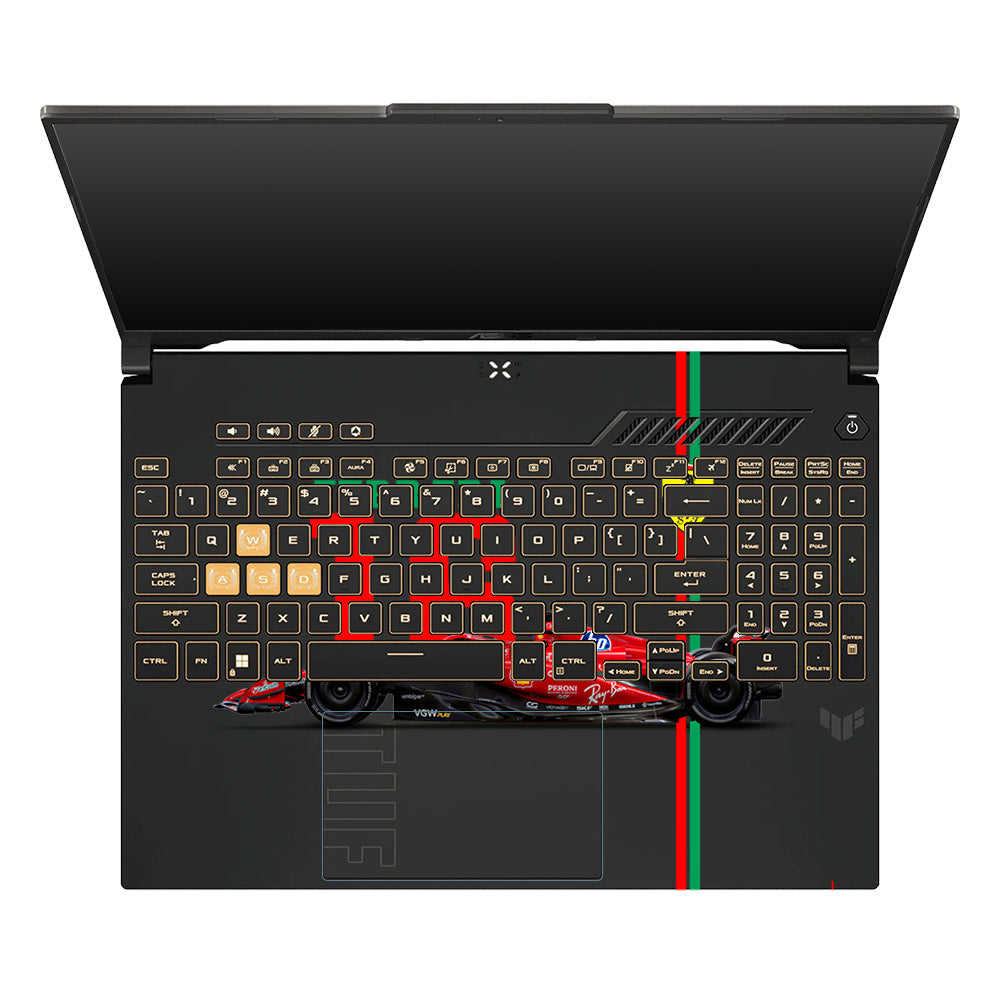 Transparent Ferrari Flame Asus TUF Gaming F16 and TUF Gaming A16 Laptop Skin