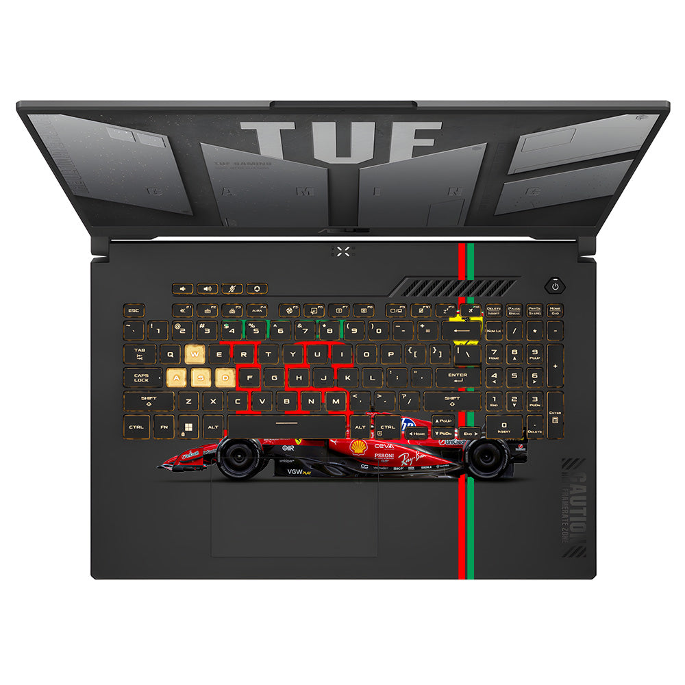 Transparent Ferrari Flame Asus TUF Gaming F17 FX707Z Laptop Skin
