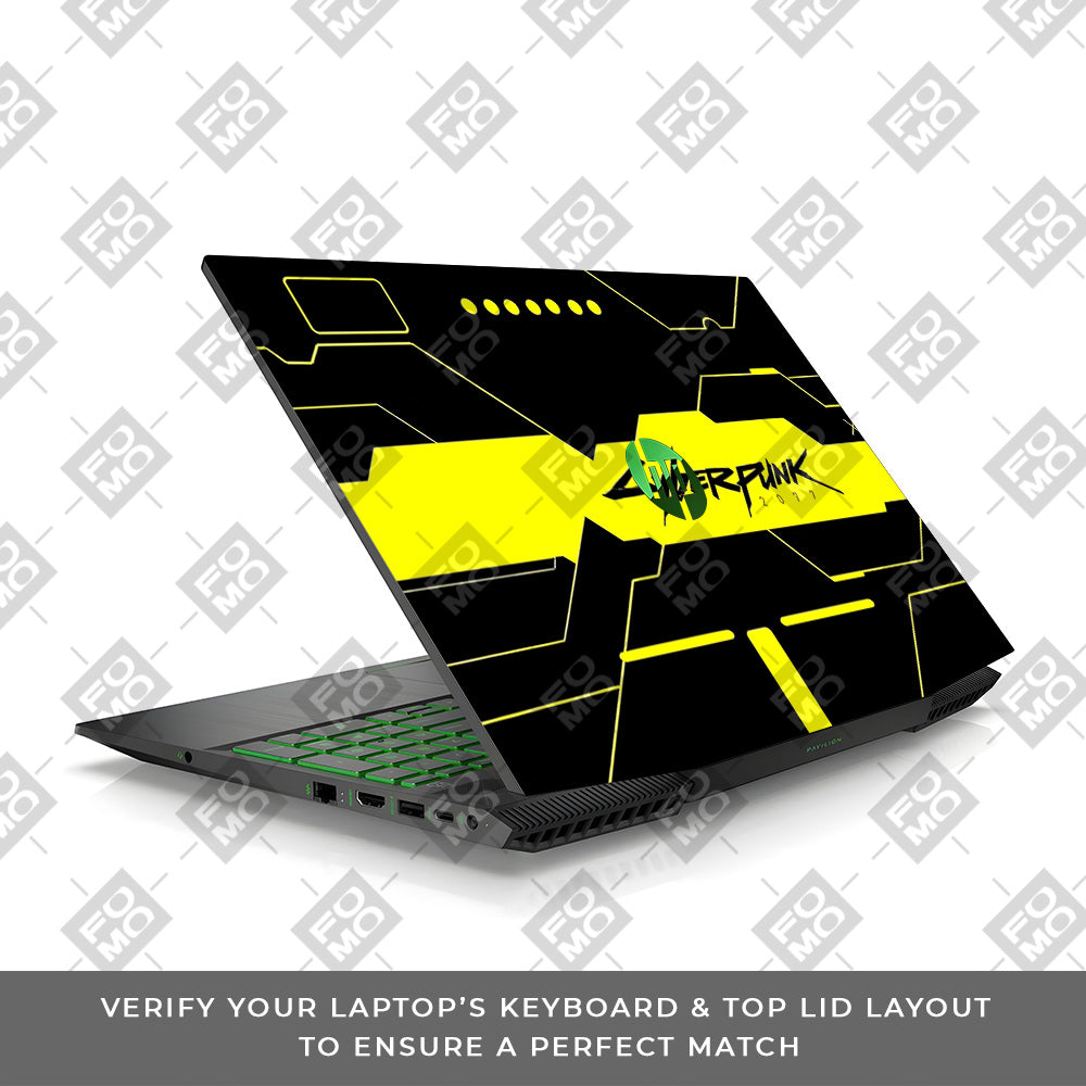 Cyberpunk Yellowline Grid HP Pavilion Gaming 15 CX Series Laptop Skin