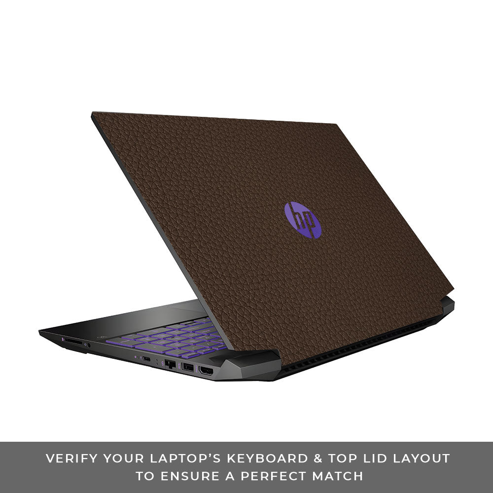 Textured Brown Leather HP Pavilion Gaming 15 EC Series Laptop Skin