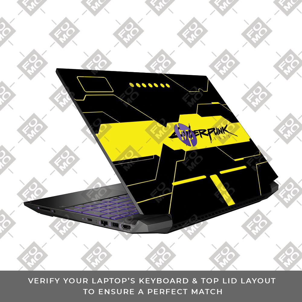 Cyberpunk Yellowline Grid HP Pavilion Gaming 15 EC Series Laptop Skin