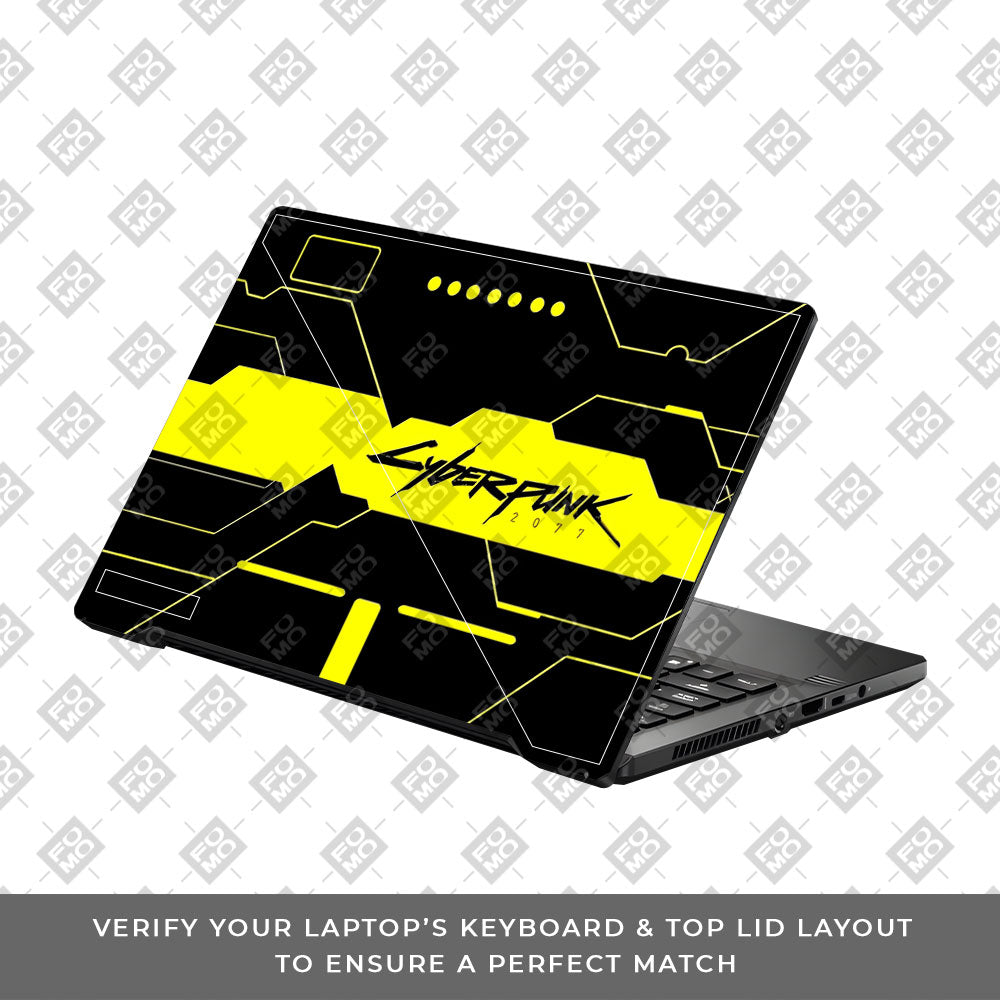 Cyberpunk Yellowline Grid Asus ROG Zephyrus G14 GA401 Laptop Skin