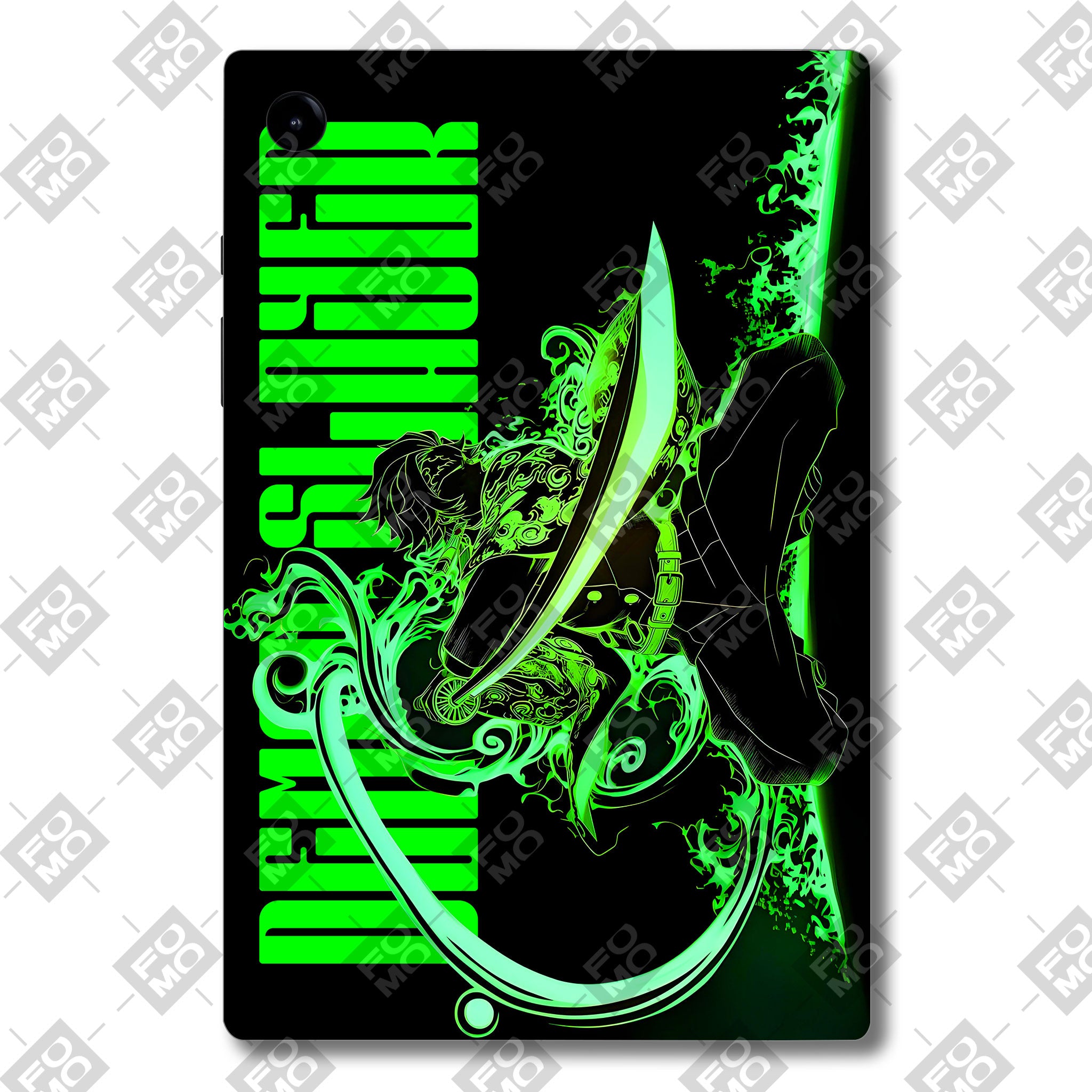 Samsung Galaxy Tab A9 Tanjiro Green Flame Dance Anime 3D Tablet Skin