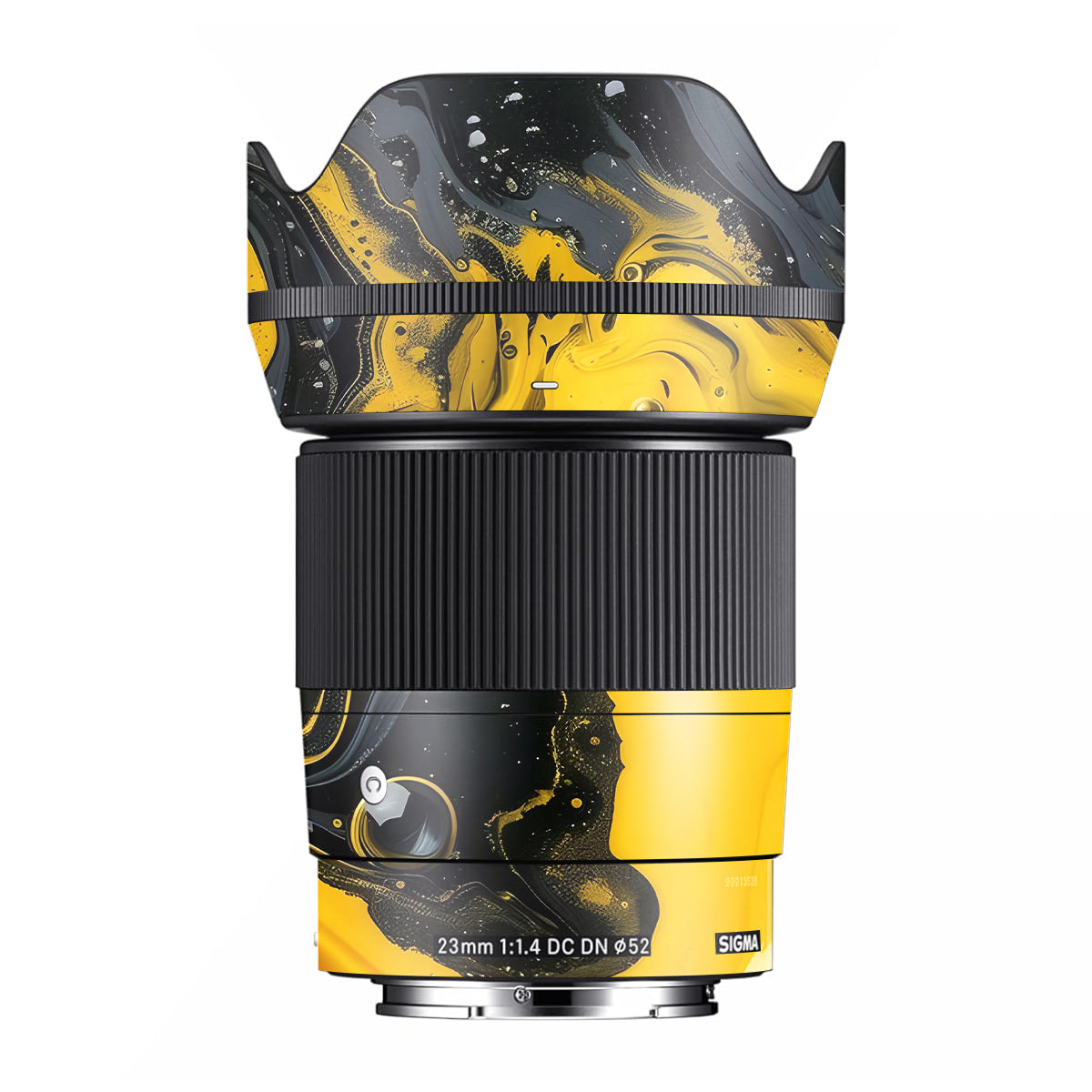 Yellow and Black Paint Swirls Sigma 23mm F/1.4 DC DN Camera Lens Skin
