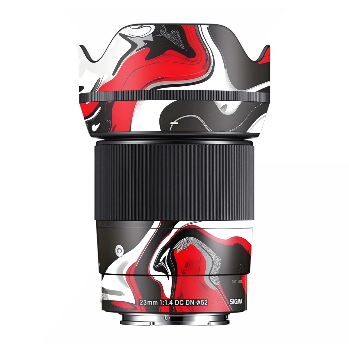 Scarlet and White Motion Sigma 23mm F/1.4 DC DN Camera Lens Skin