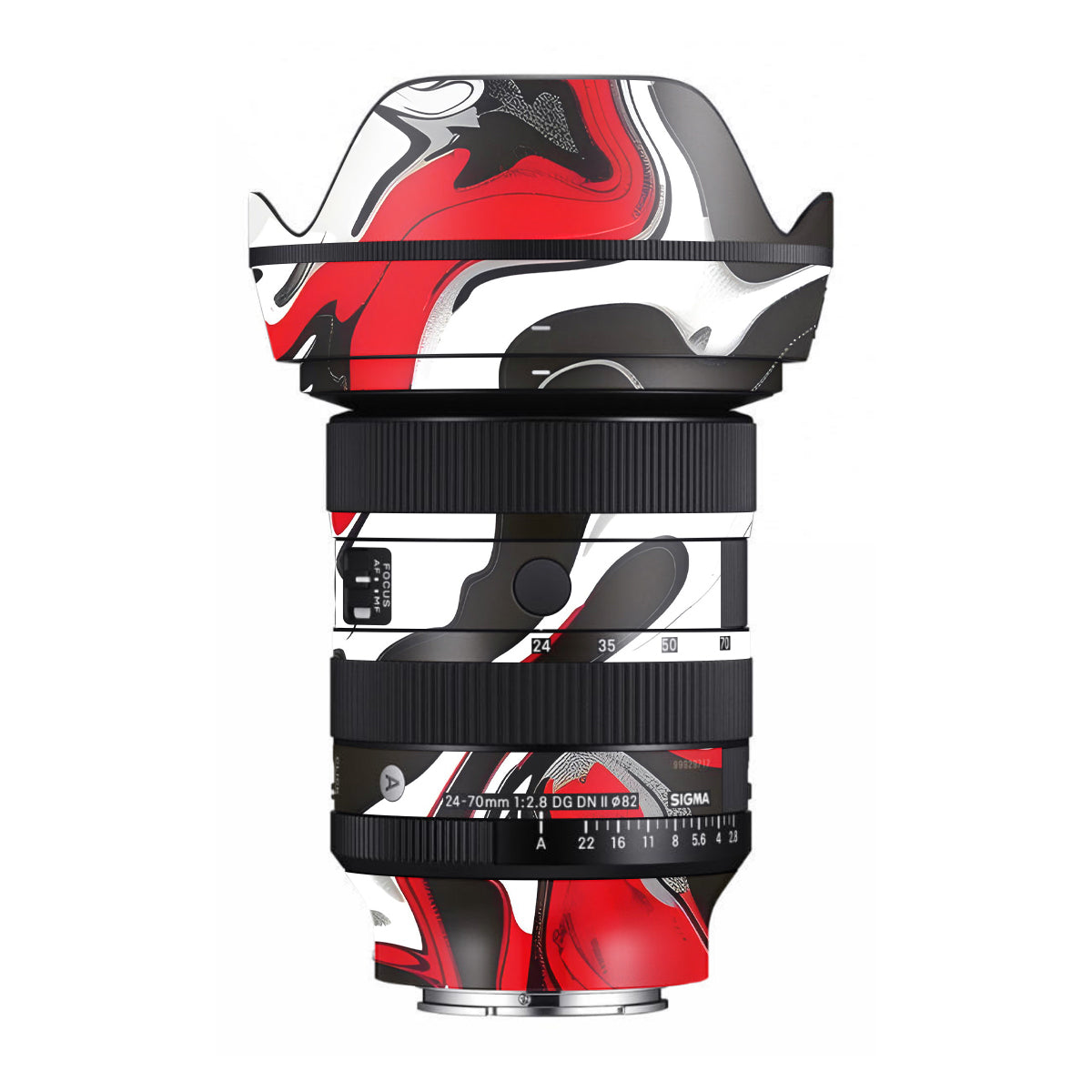 Scarlet and White Motion Sigma 24-70mm F/2.8 DG DN Sony E Camera Lens Skin