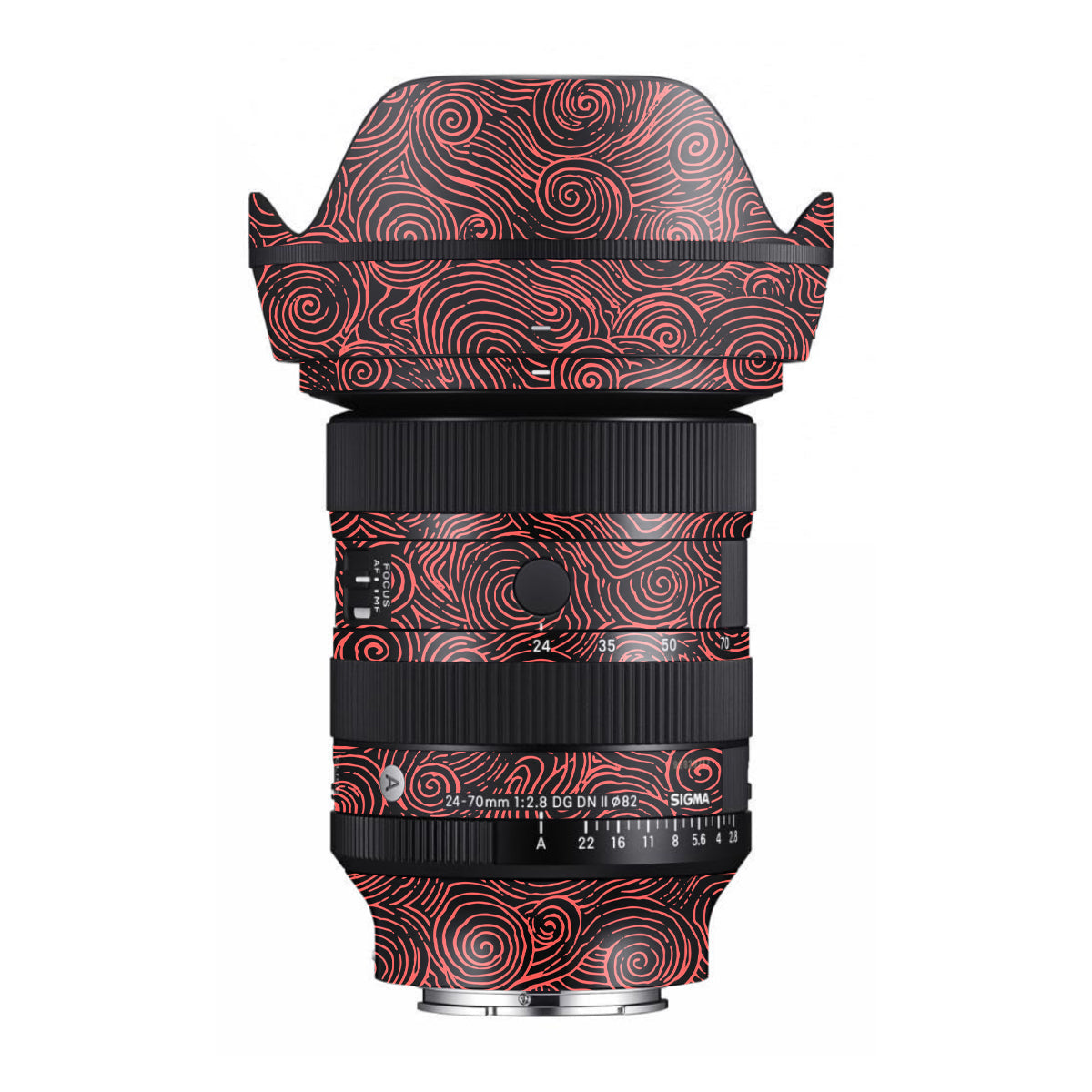 Red Spirals Sigma 24-70mm F/2.8 DG DN Sony E Camera Lens Skin
