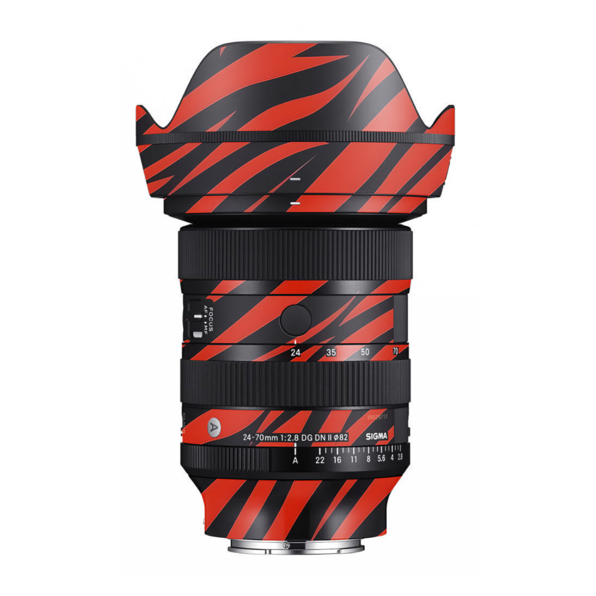 Red and Black Stripes Sigma 24-70mm F/2.8 DG DN Sony E Camera Lens Skin
