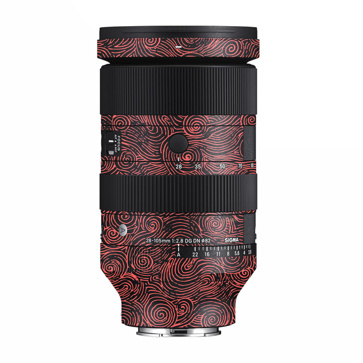 Red Spirals Sigma 28-105mm F/2.8 DG DN Sony E Camera Lens Skin