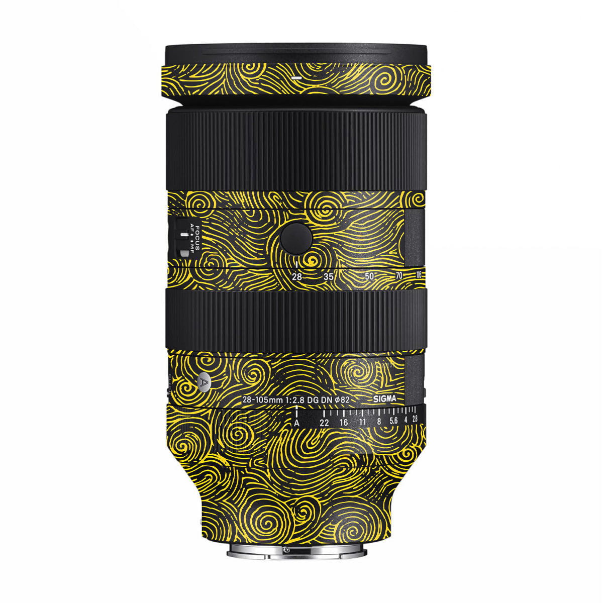 Yellow Spirals Sigma 28-105mm F/2.8 DG DN Sony E Camera Lens Skin