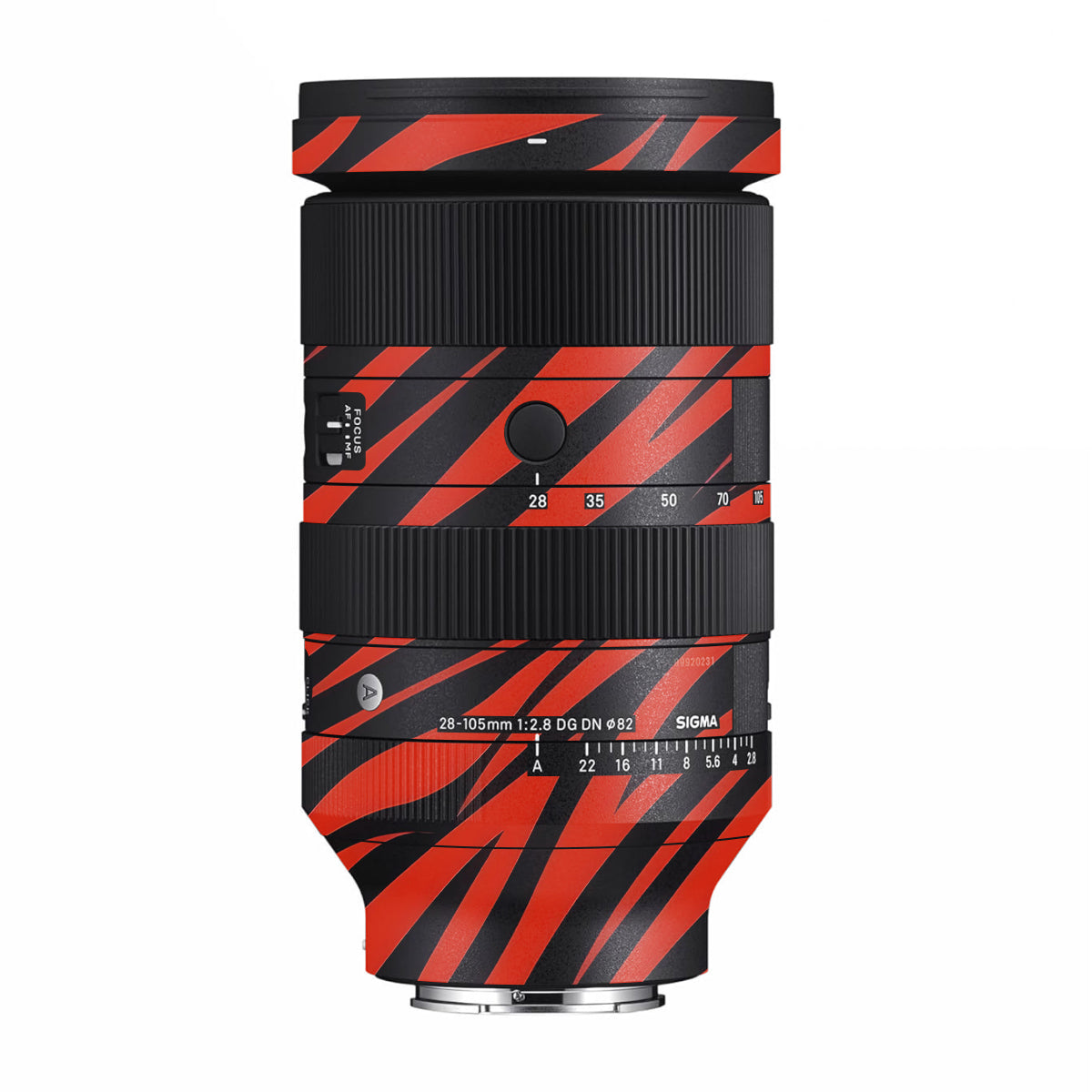 Red and Black Stripes Sigma 28-105mm F/2.8 DG DN Sony E Camera Lens Skin