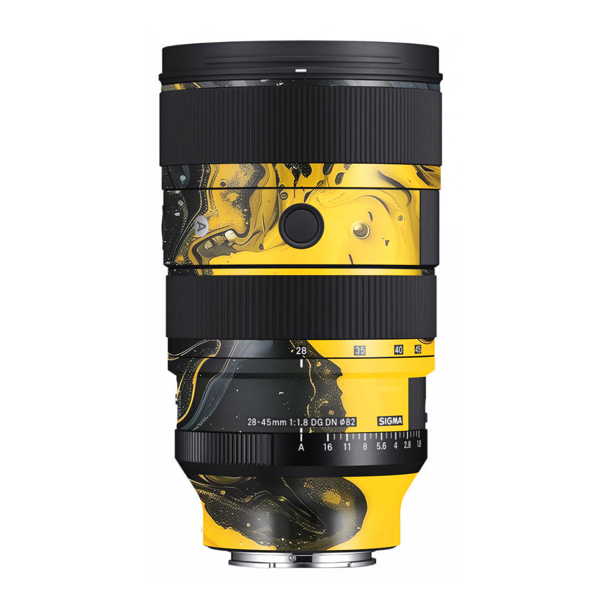 Yellow and Black Paint Swirls Sigma 28-45mm F/1.8 DG DN Art Sony E Camera Lens Skin