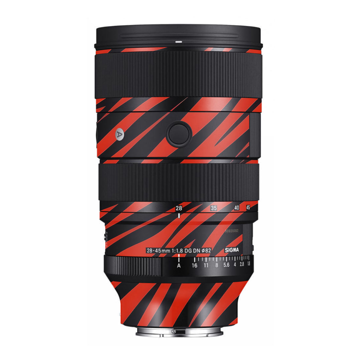 Red and Black Stripes Sigma 28-45mm F/1.8 DG DN Art Sony E Camera Lens Skin