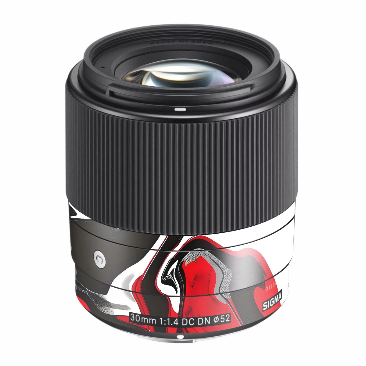 Scarlet and White Motion Sigma 30mm F/1.4 DC DN Sony E Camera Lens Skin