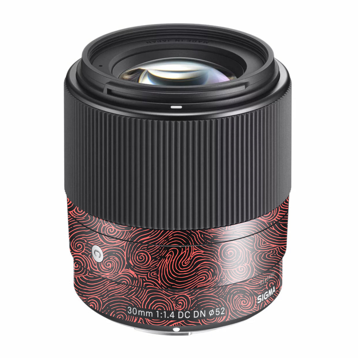 Red Spirals Sigma 30mm F/1.4 DC DN Sony E Camera Lens Skin