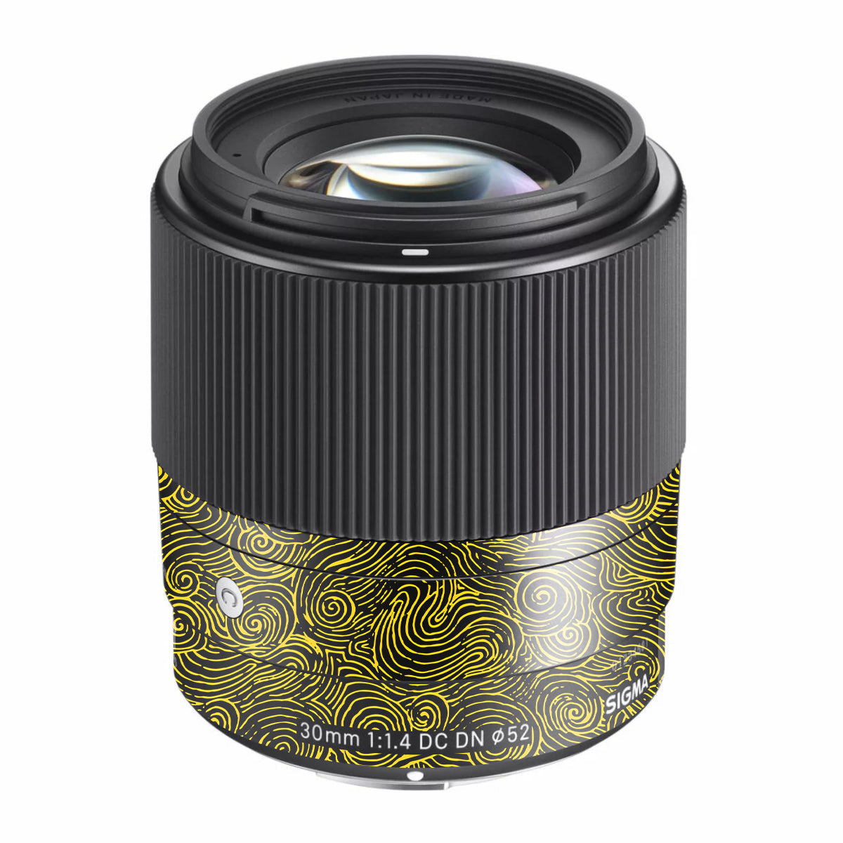 Yellow Spirals Sigma 30mm F/1.4 DC DN Sony E Camera Lens Skin
