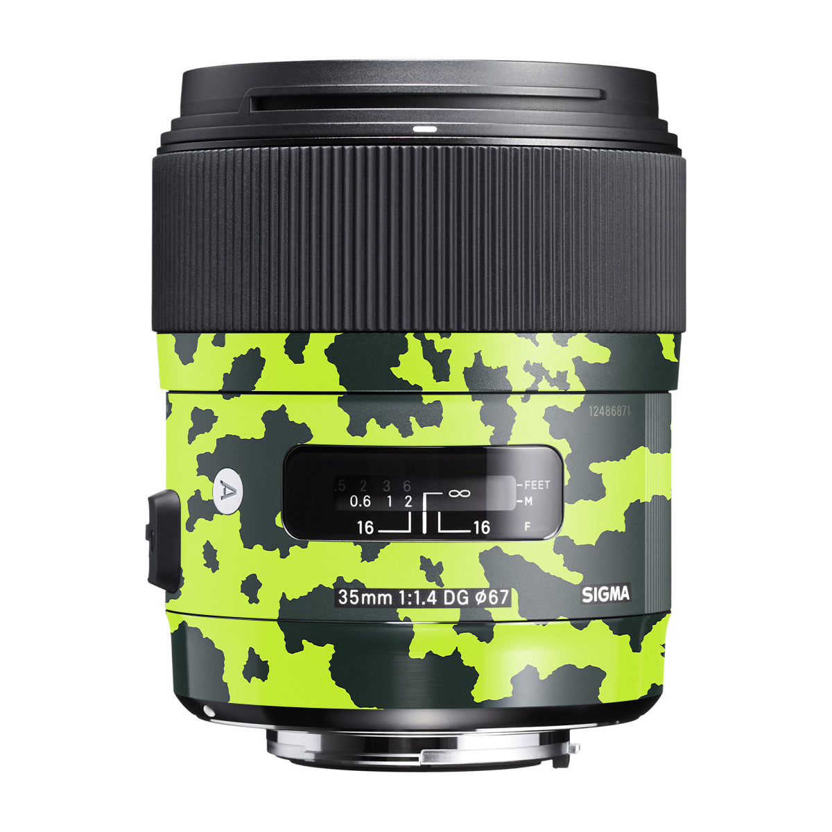 Neon Green Splatter Sigma 35mm F/1.4 DG Canon Mount Camera Lens Skin
