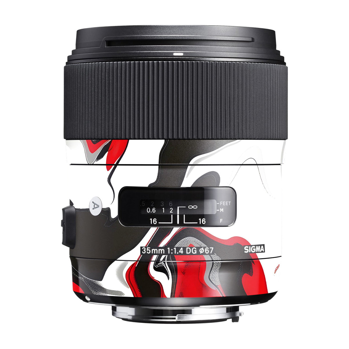 Scarlet and White Motion Sigma 35mm F/1.4 DG Canon Mount Camera Lens Skin