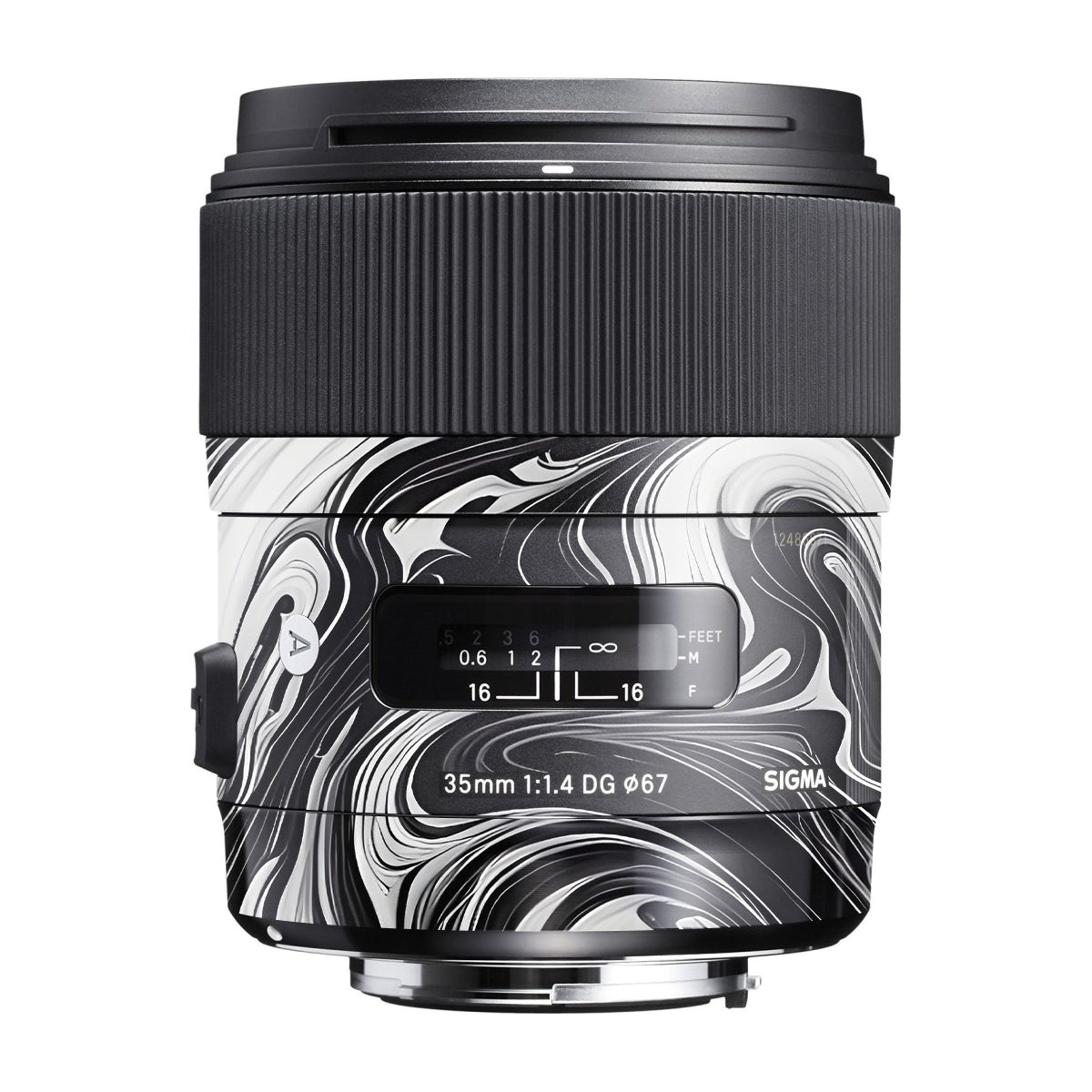 Black and White Marble Sigma 35mm F/1.4 DG Canon Mount Camera Lens Skin