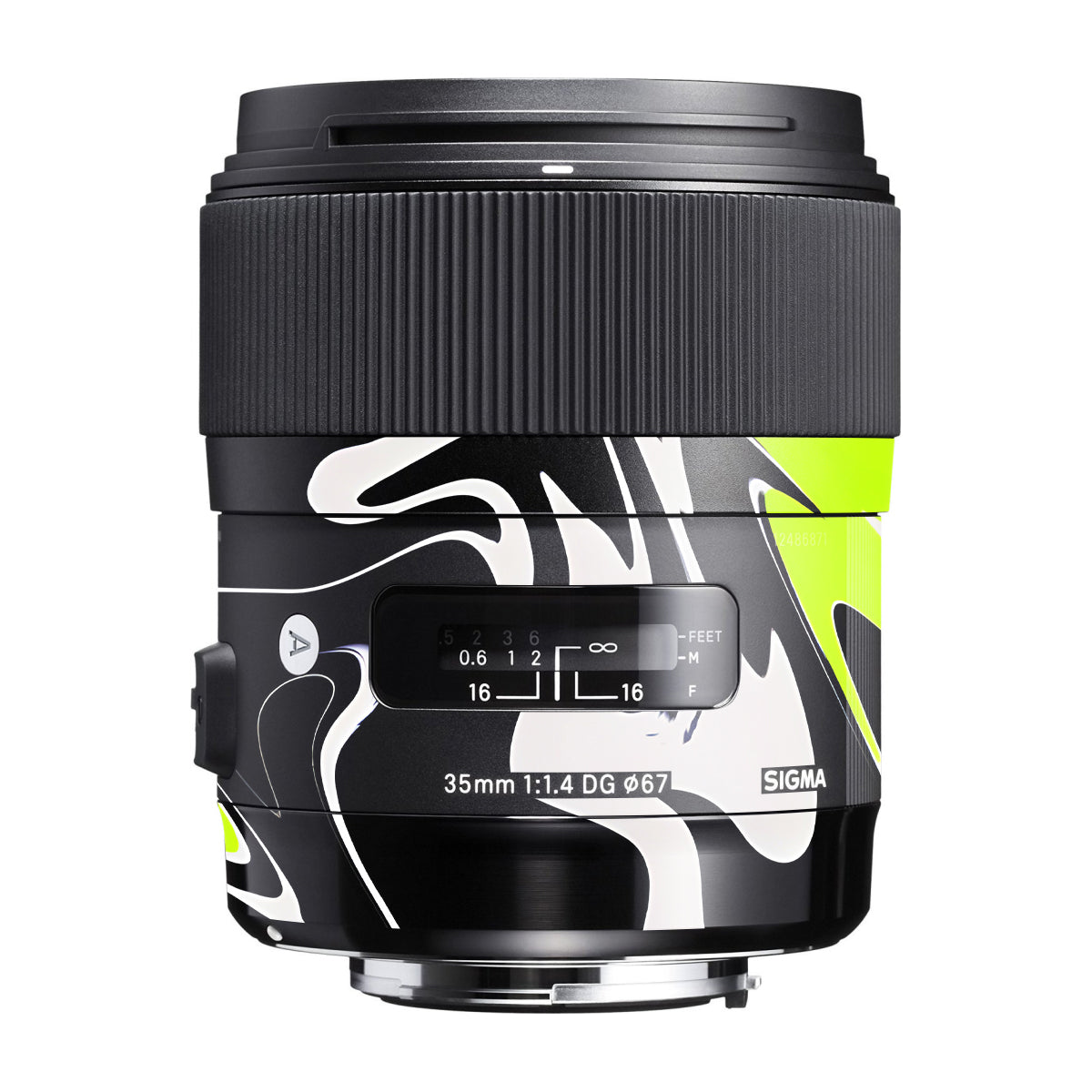 Neon Green and Black Pattern Sigma 35mm F/1.4 DG Canon Mount Camera Lens Skin