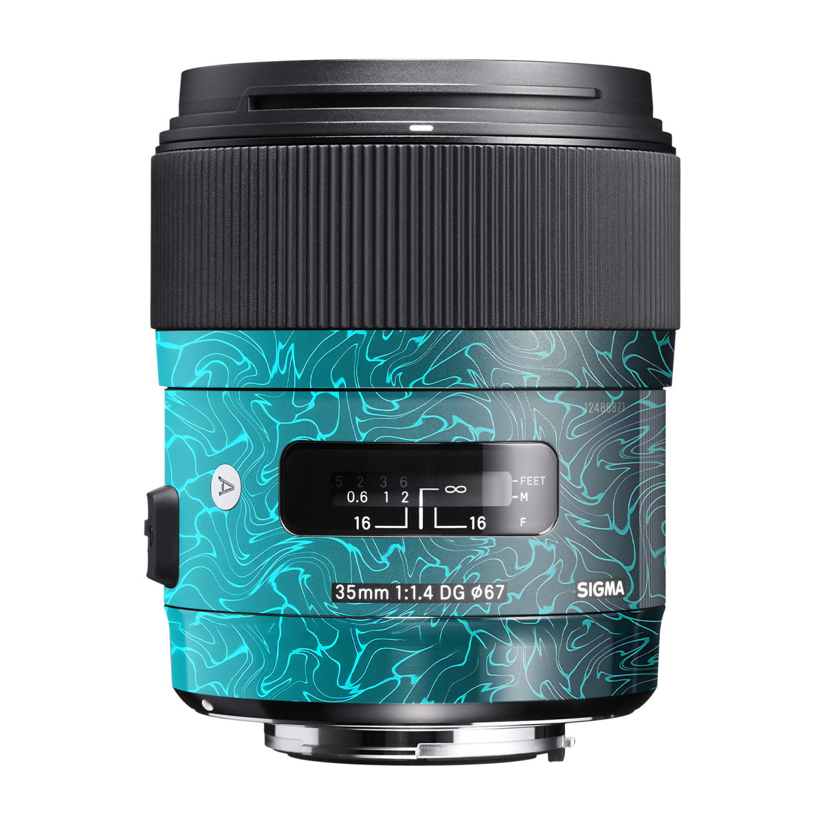 Cyan Blue to Black Gradient Sigma 35mm F/1.4 DG Canon Mount Camera Lens Skin