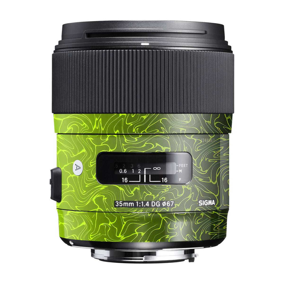 Lime Yellow to Black Gradient Sigma 35mm F/1.4 DG Canon Mount Camera Lens Skin