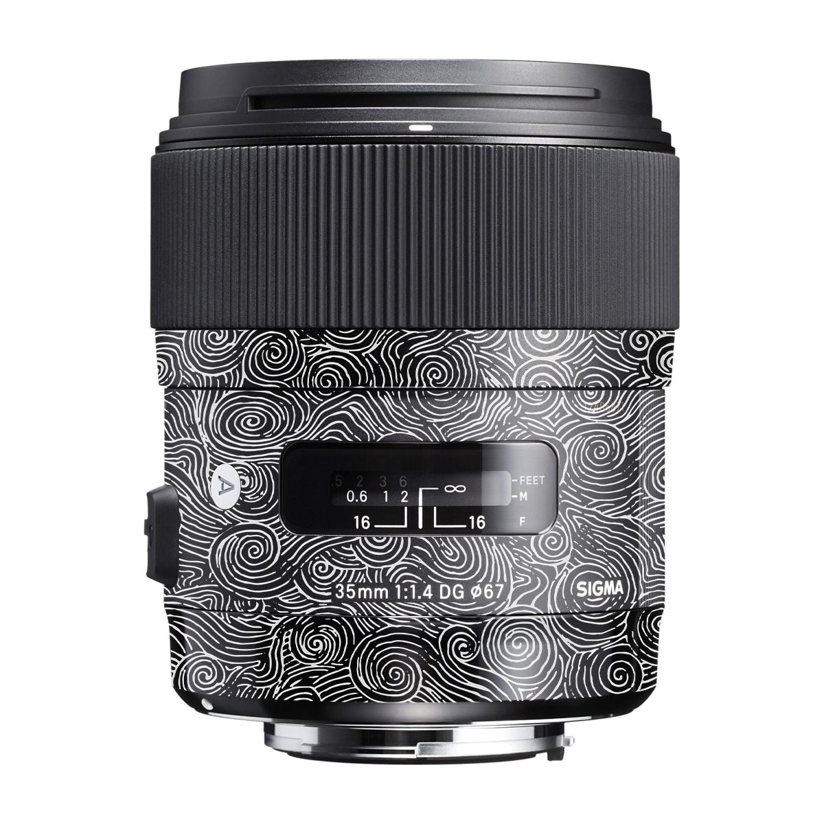 White Spirals Sigma 35mm F/1.4 DG Canon Mount Camera Lens Skin