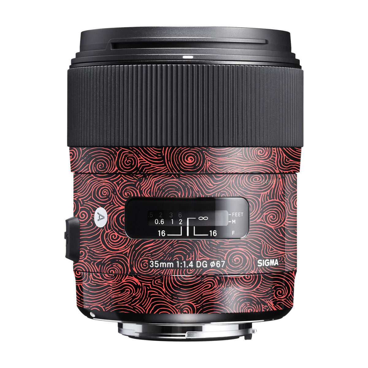 Red Spirals Sigma 35mm F/1.4 DG Canon Mount Camera Lens Skin