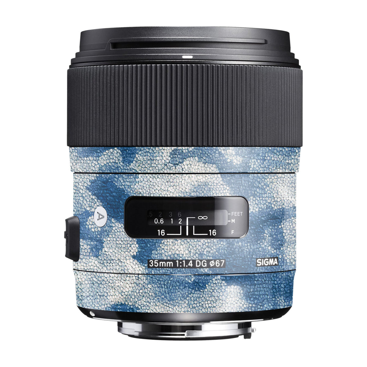 Blue Watercolor Fabric Sigma 35mm F/1.4 DG Canon Mount Camera Lens Skin